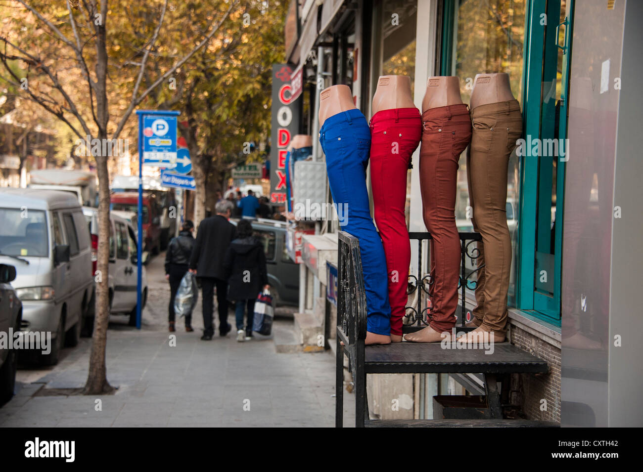 multi-coloured pants on sale in Istanbul Stock Photo