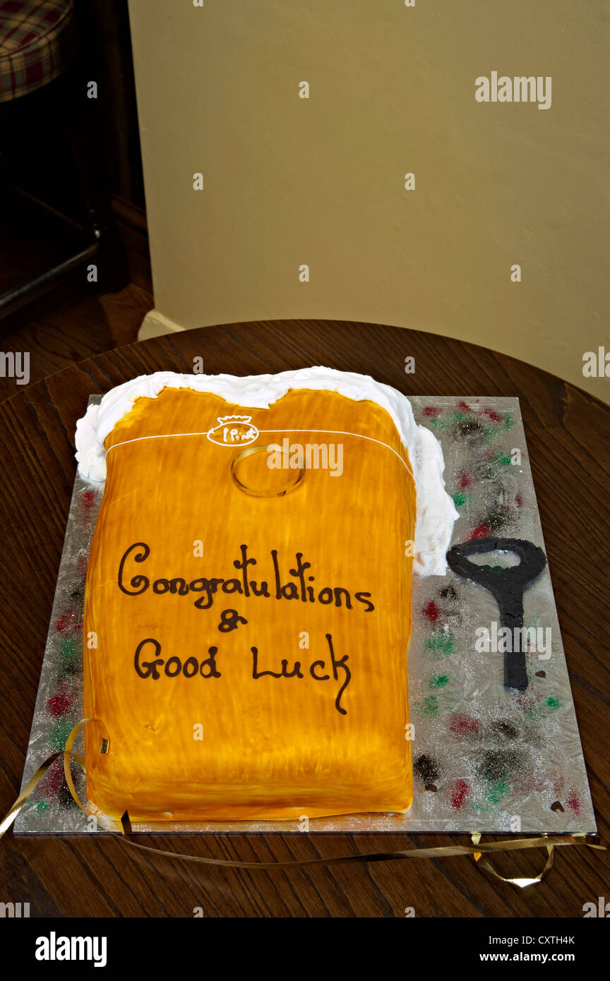 Congratulations good luck cake Stock Photo
