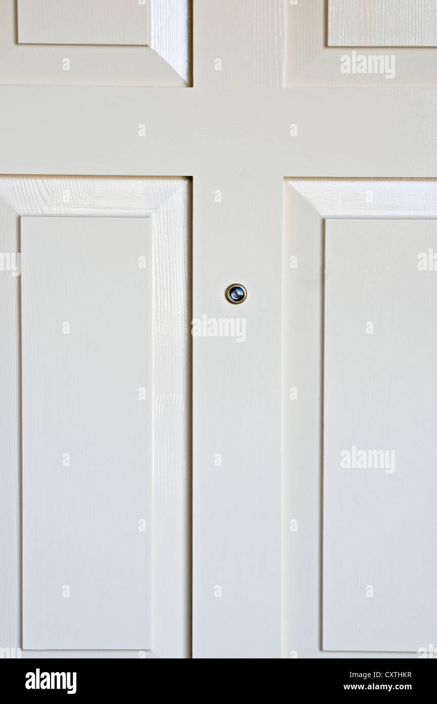 White composite front door with locks /& keys and spy holes