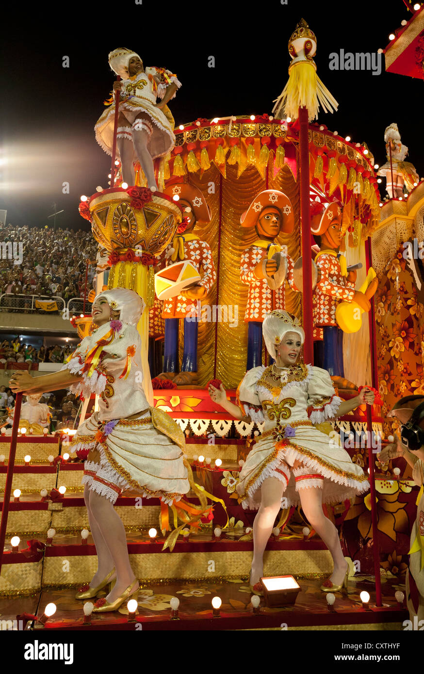 Dancers on Float during Carnival Parade Rio de Janeiro Brazil Stock Photo