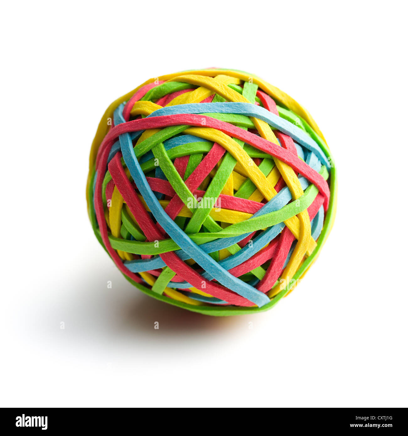 rubber band ball on white background Stock Photo