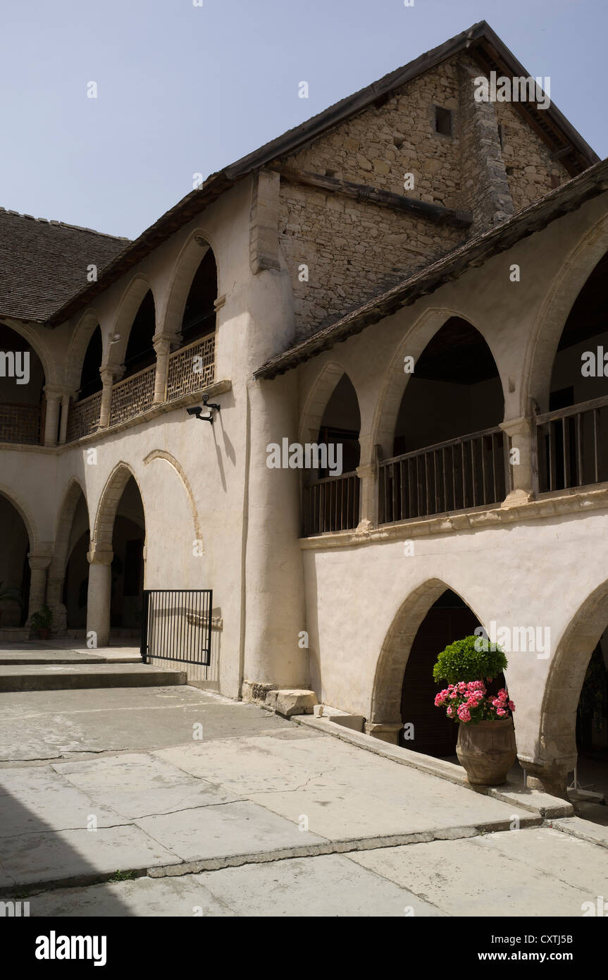 dh Monastery of Holy cross Omodos TROODOS CYPRUS Church old buildings arched balcony arch mountains cypriot monasteries Stock Photo