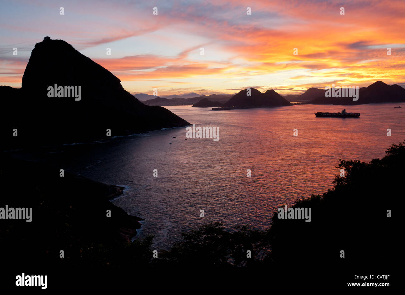 View over Bay of Guanabara from Leme Fort at Sunrise Rio de Janeiro Brazil Stock Photo
