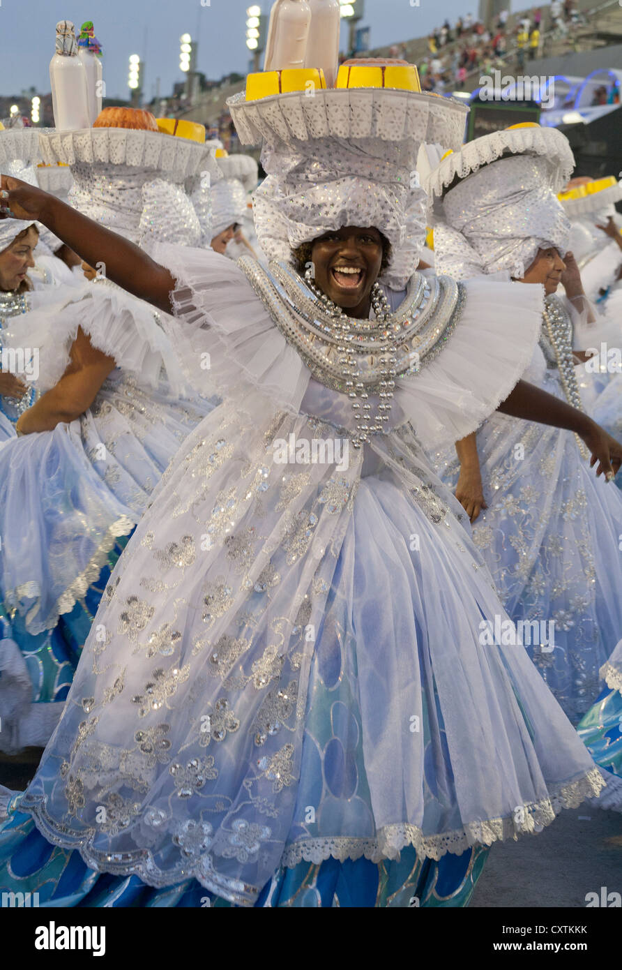 Woman in Traditional Bahian Dress Carnival Parade Rio de Janeiro Brazil During Carnival Parade Rio de Janeiro Brazil Stock Photo