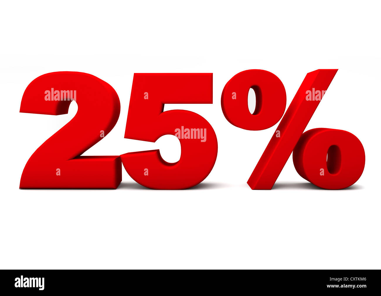 3D render of a red 25% isolated on a white background - Cutout Stock ...