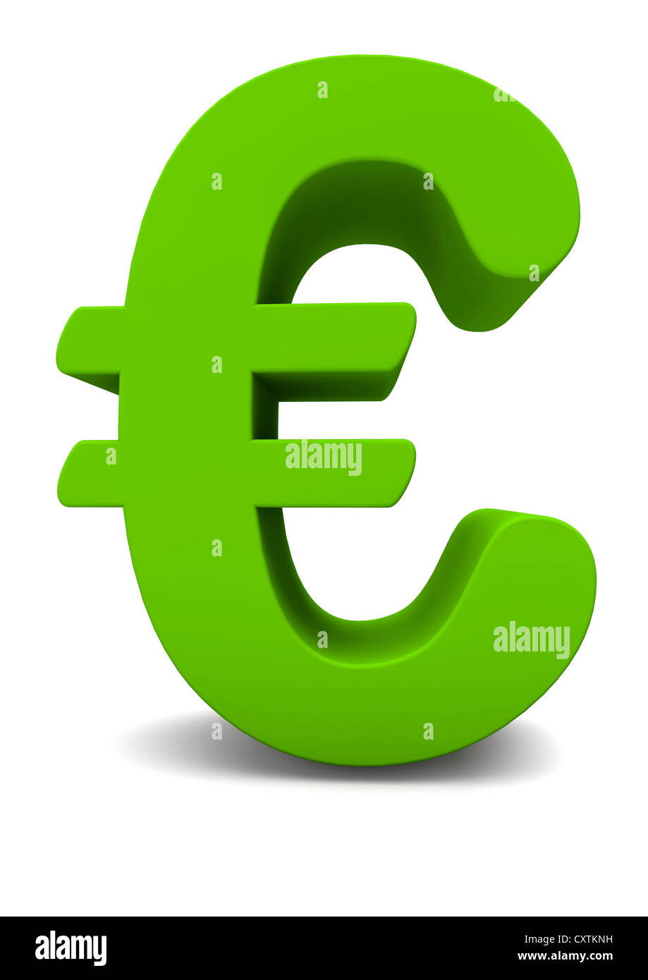 3d Render Of A Green Euro Symbol On White Background Stock Photo Alamy