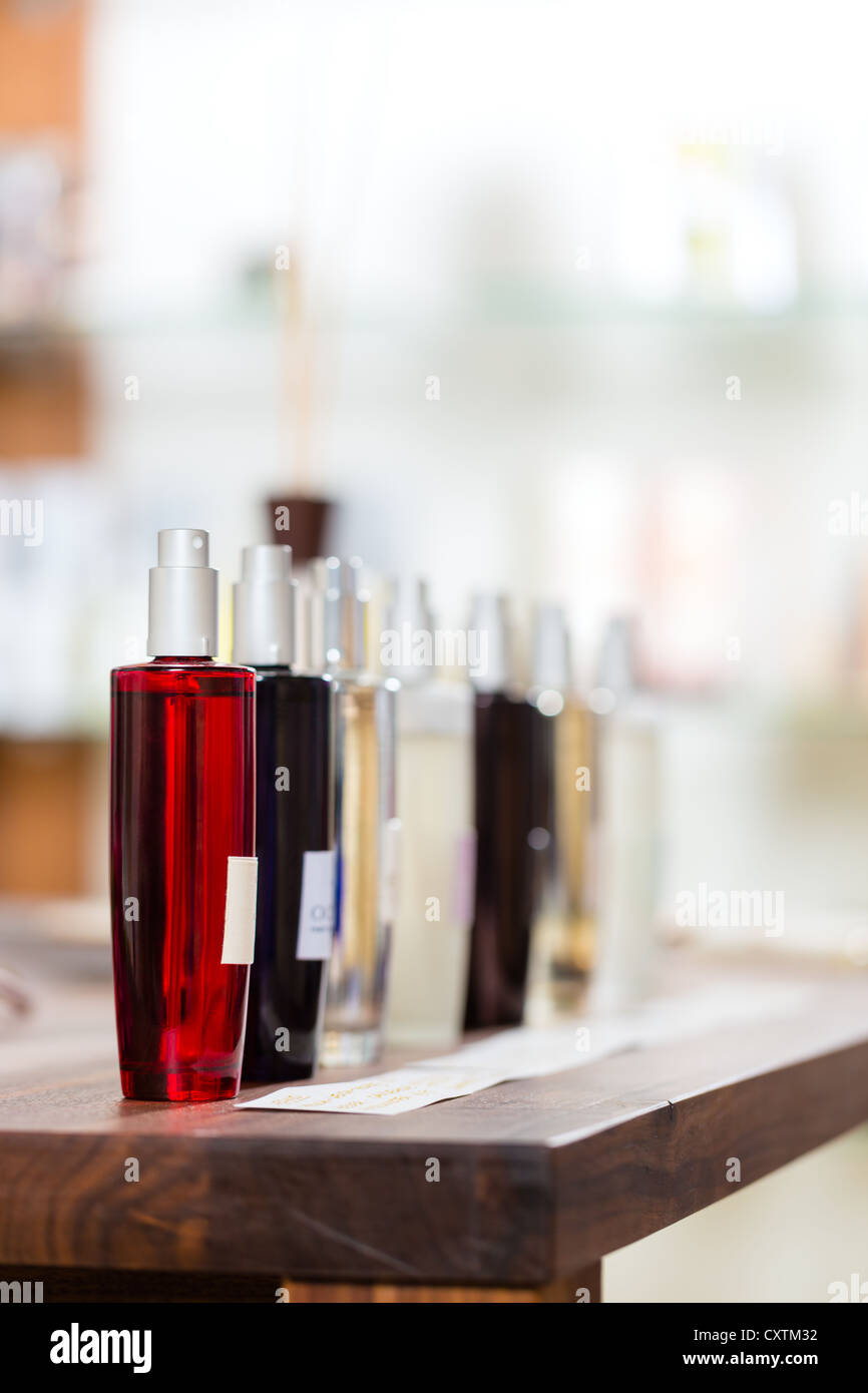 Perfume in drugstore or shop for testing Stock Photo - Alamy