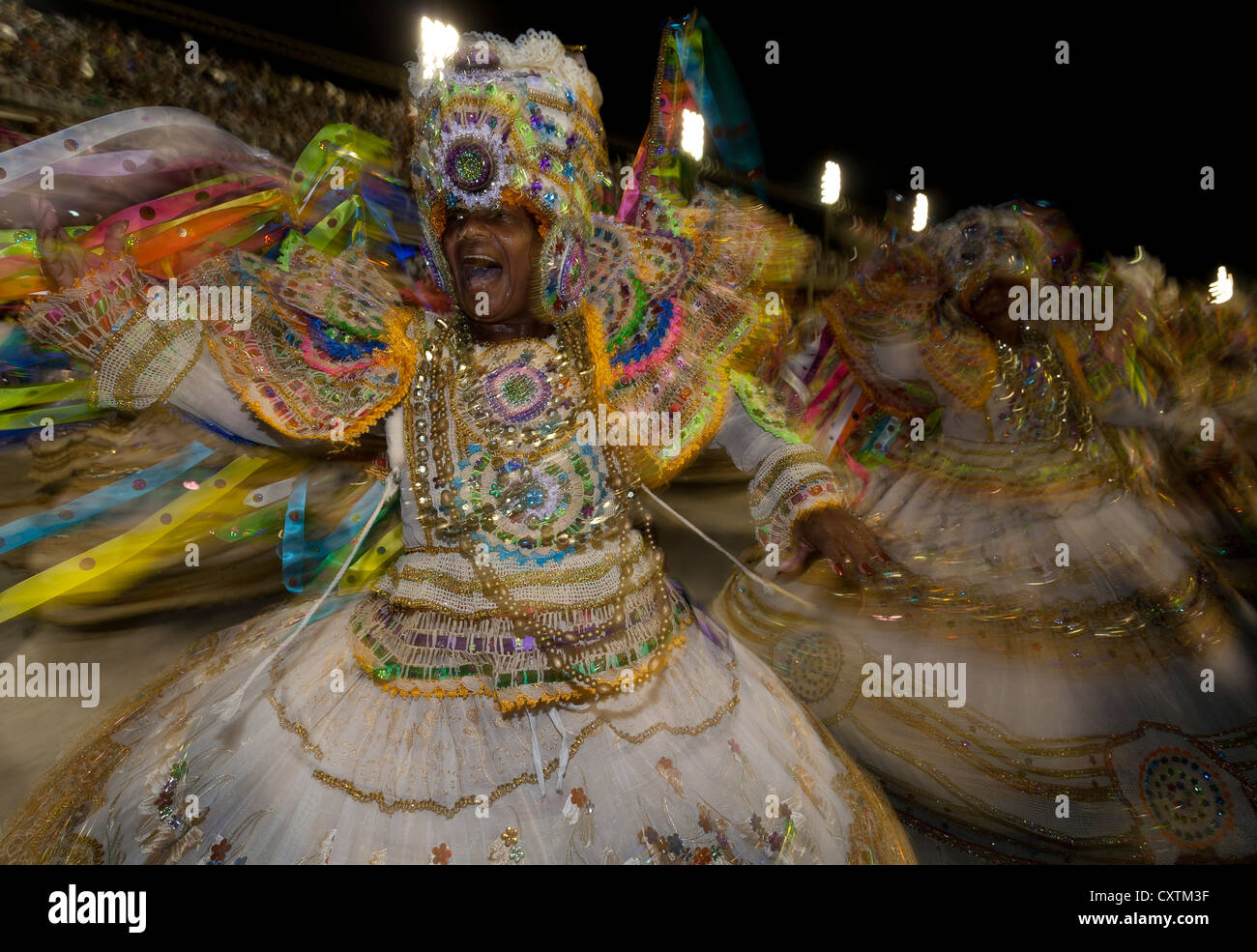 Woman in Traditional Bahian Dress During Carnival Parade Rio de Janeiro Brazil Stock Photo