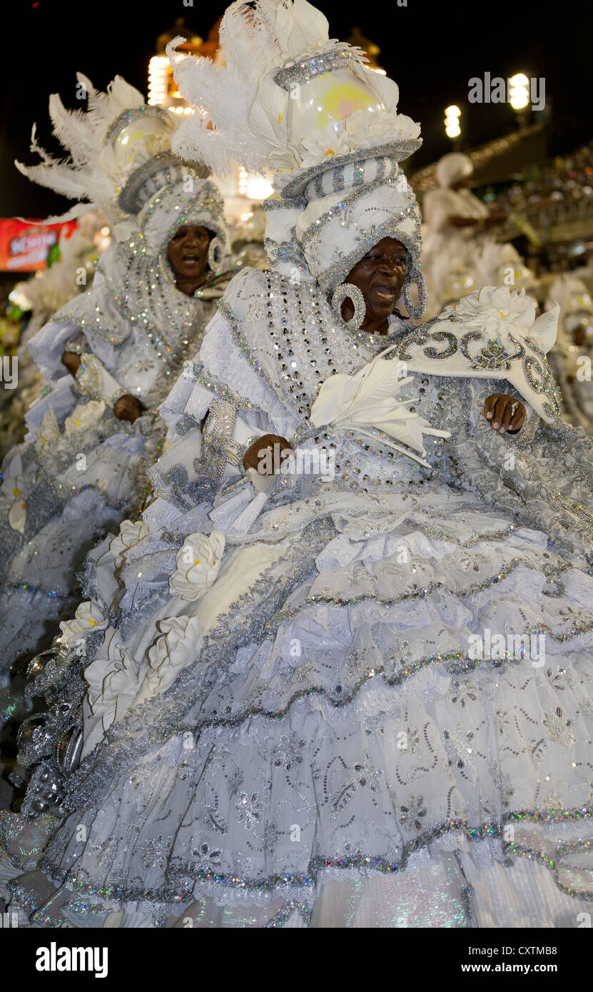 Woman in Traditional Bahian Dress During Carnival Parade Rio de Janeiro Brazil Stock Photo