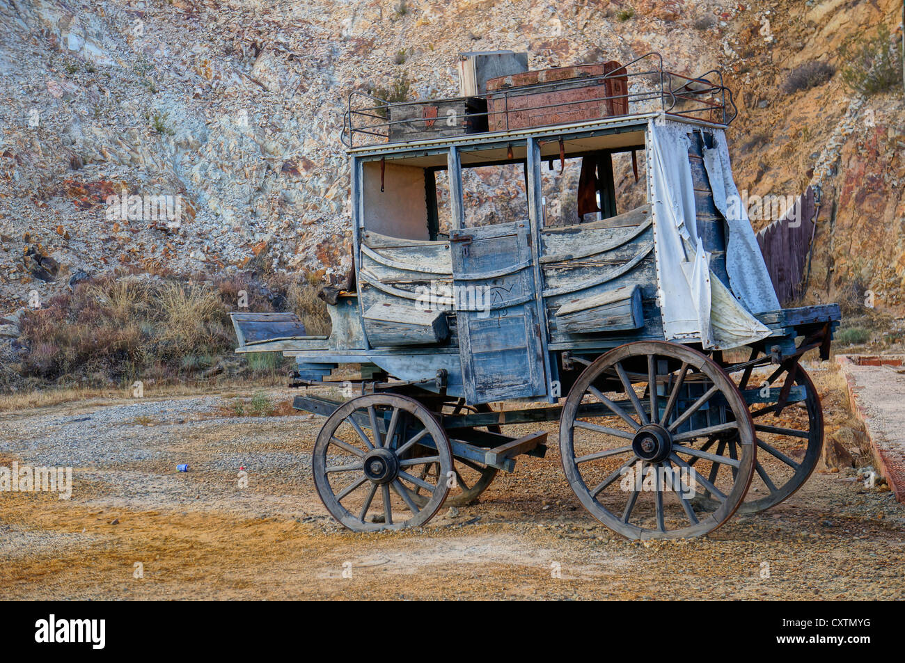 western wagon from the days of the wild west from safari park, at Seville Stock Photo