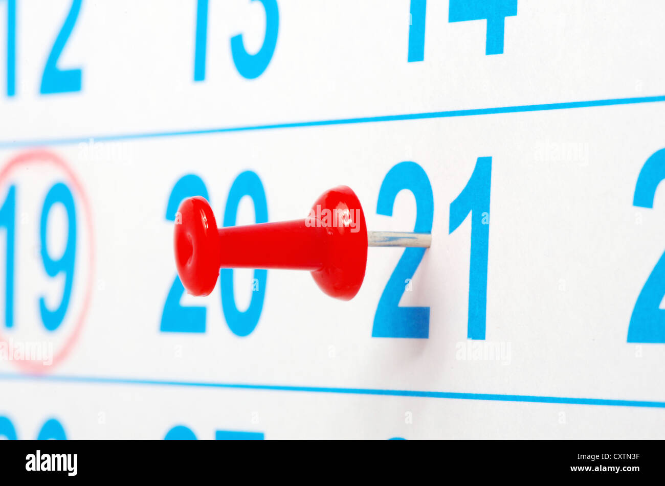 Red circle on a calendar concept for an important day Stock Photo