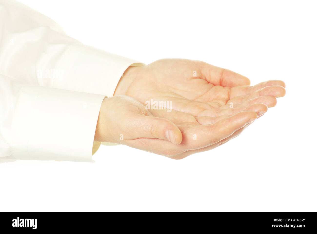 Empty woman hands isolated on white background Stock Photo - Alamy