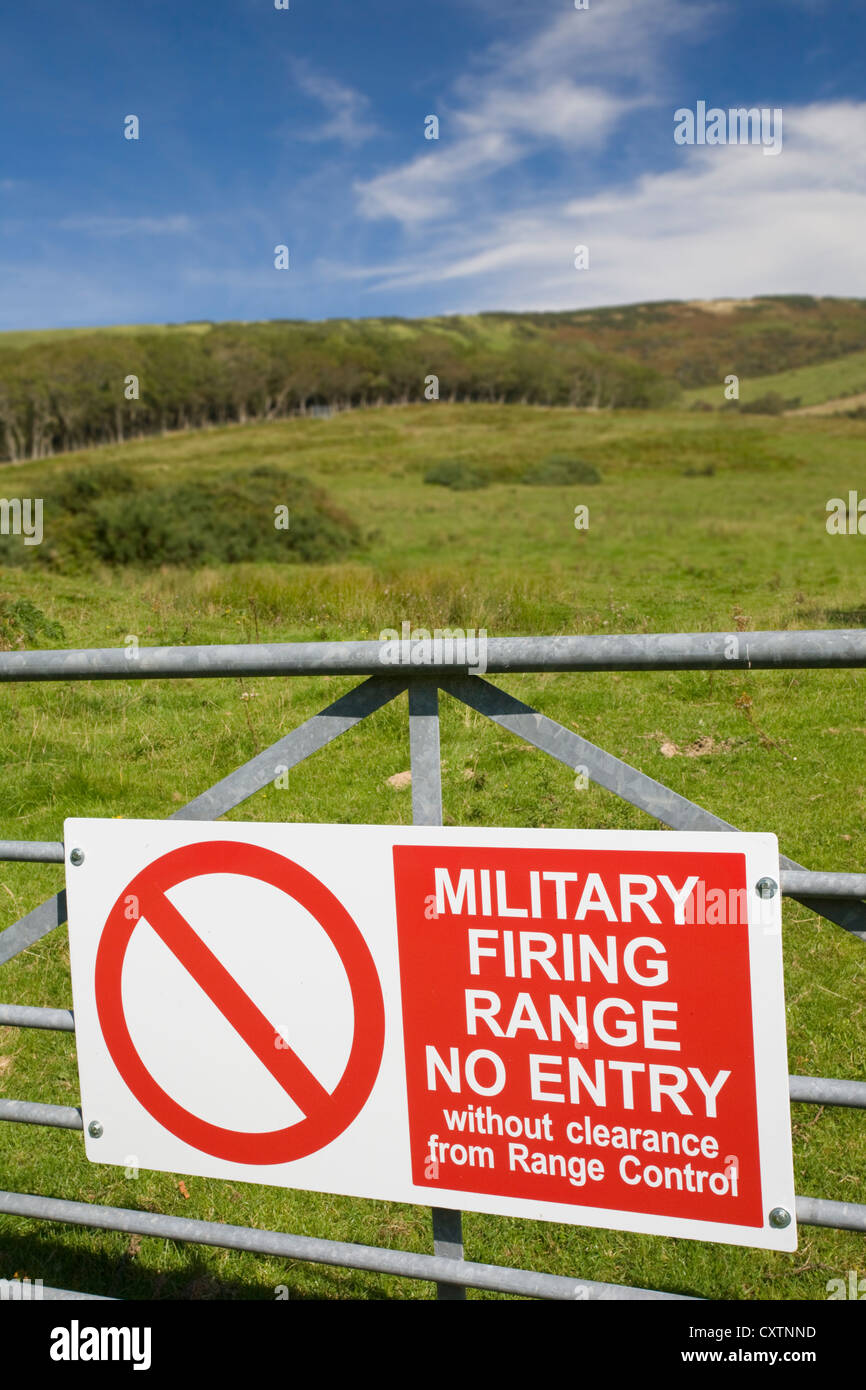 Military Firing Range sign, Lulworth Military Range, Dorset Stock Photo