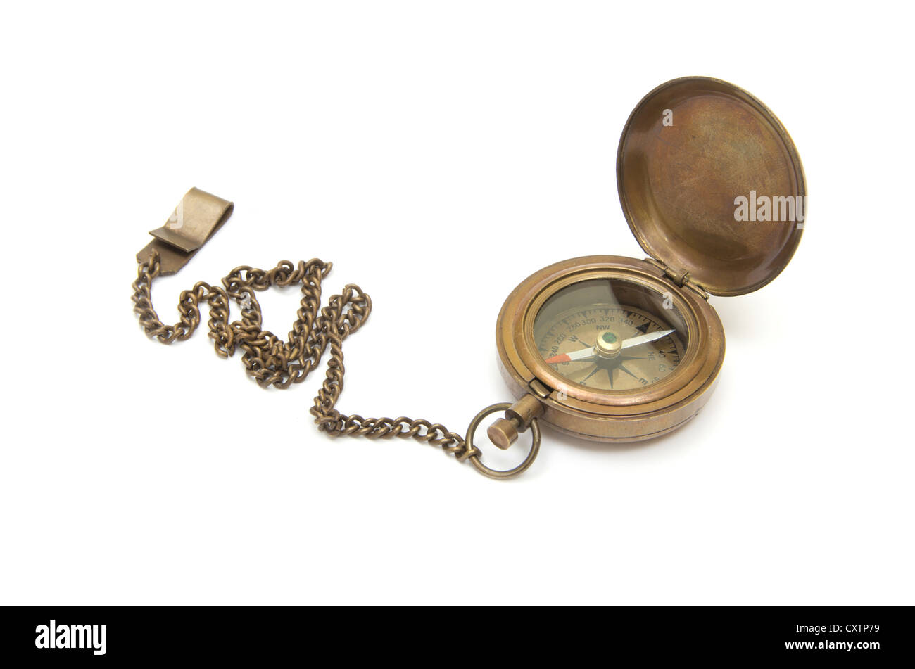 Vintage compass isolated on white background Stock Photo