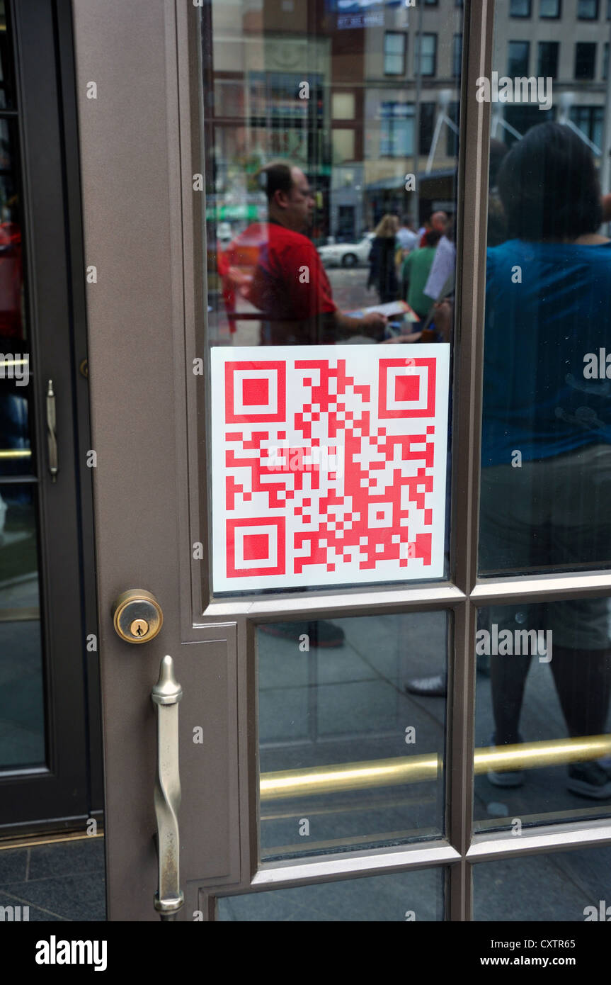 QR Quick Response code on store in Boston, USA Stock Photo - Alamy