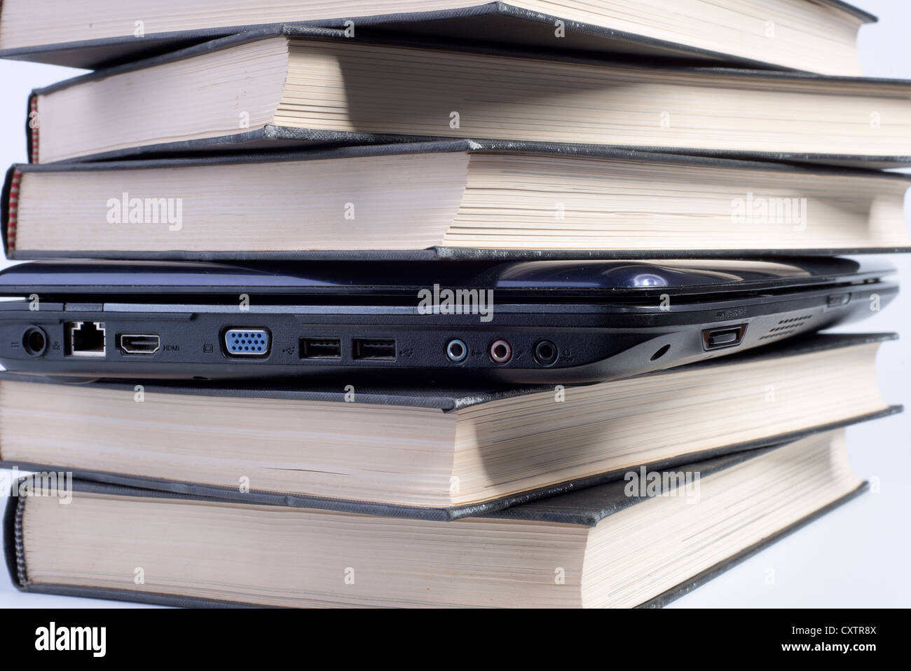 books with laptop Stock Photo