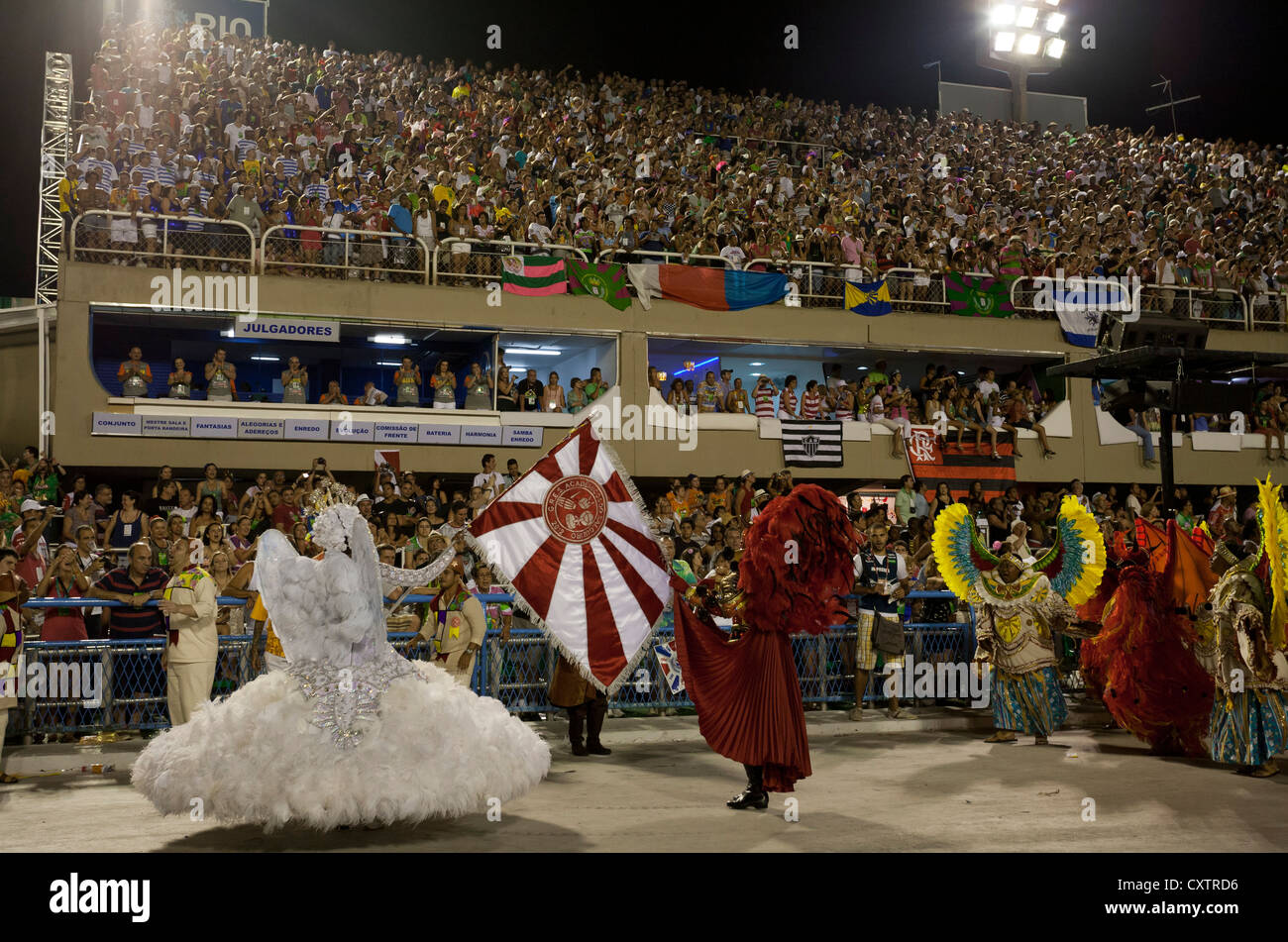 Mestre Sala and Porta Bandeira before the Judges during Carnival Rio de Janeiro Brazil Stock Photo