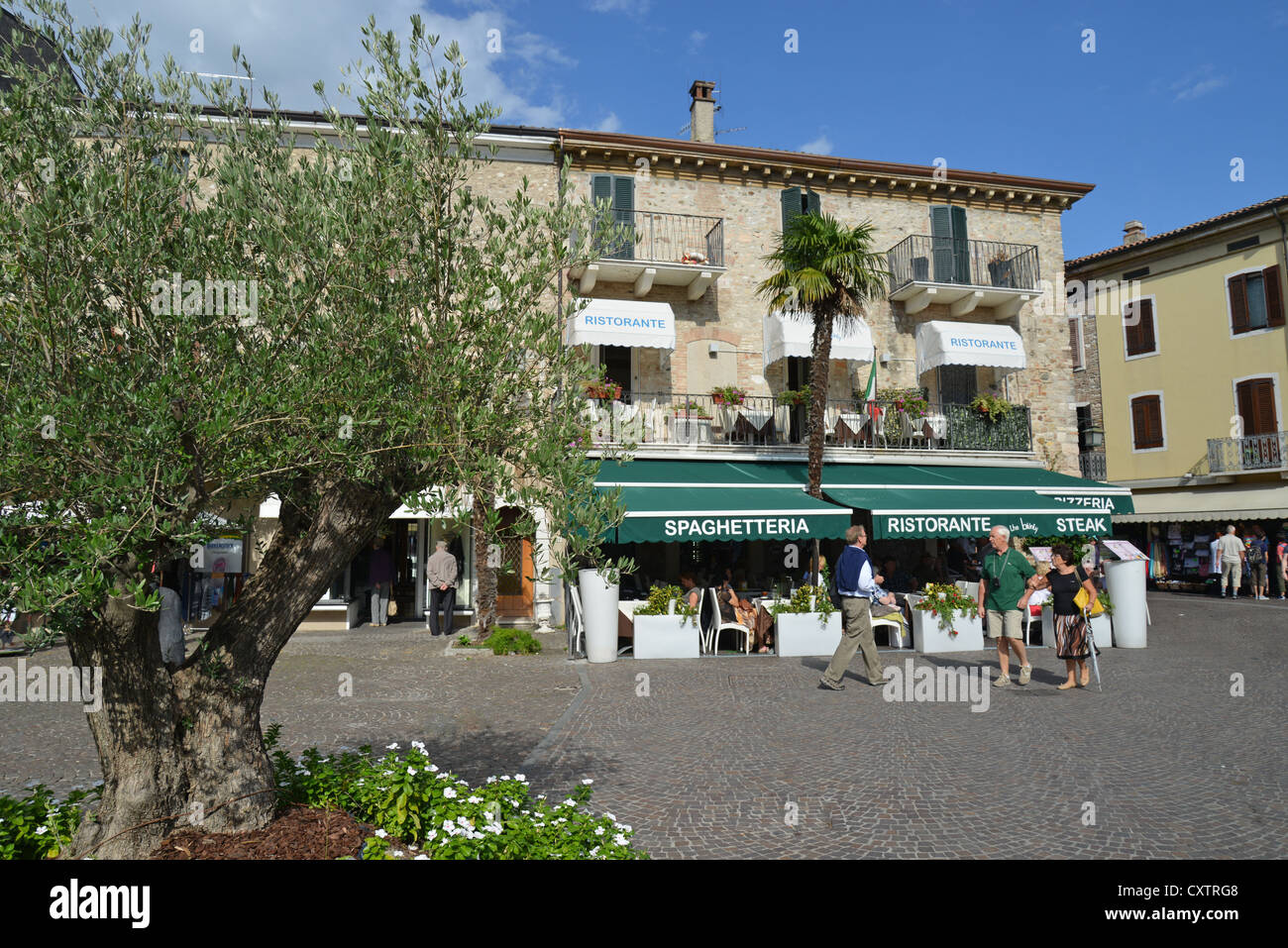 Piazza Castello, Sirmione, Lake Garda, Province of Brescia, Lombardy Region, Italy Stock Photo