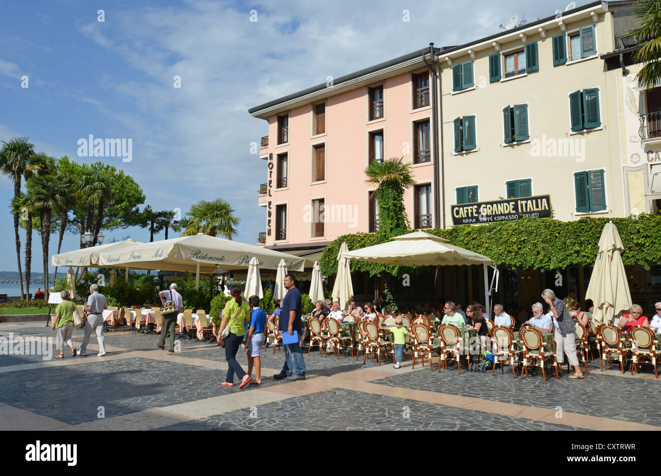 Piazza Carducci, Sirmione, Lake Garda, Province of Brescia, Lombardy Region, Italy Stock Photo