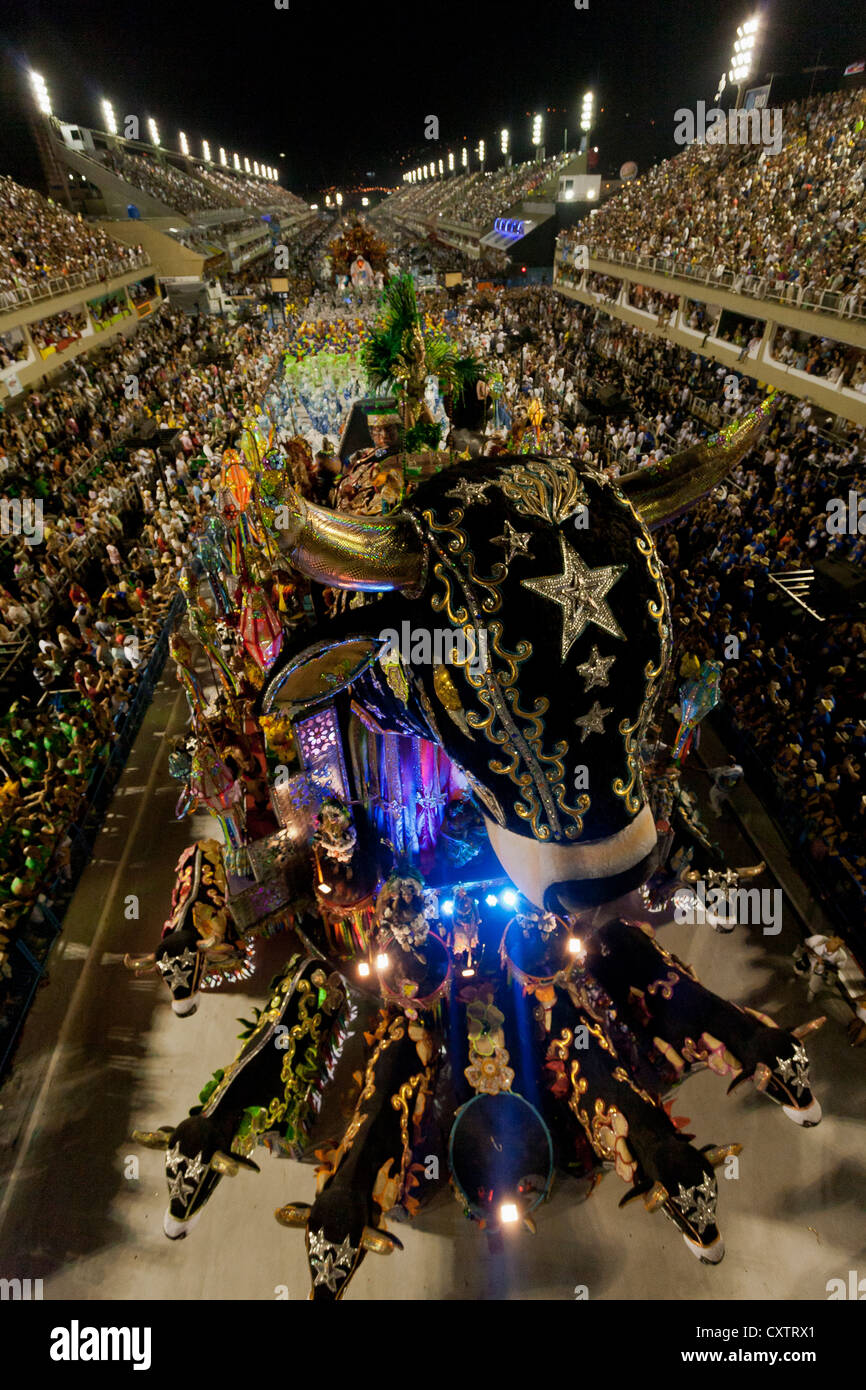 Float with Giant Bulls Carnival Rio de Janeiro Brazil Stock Photo