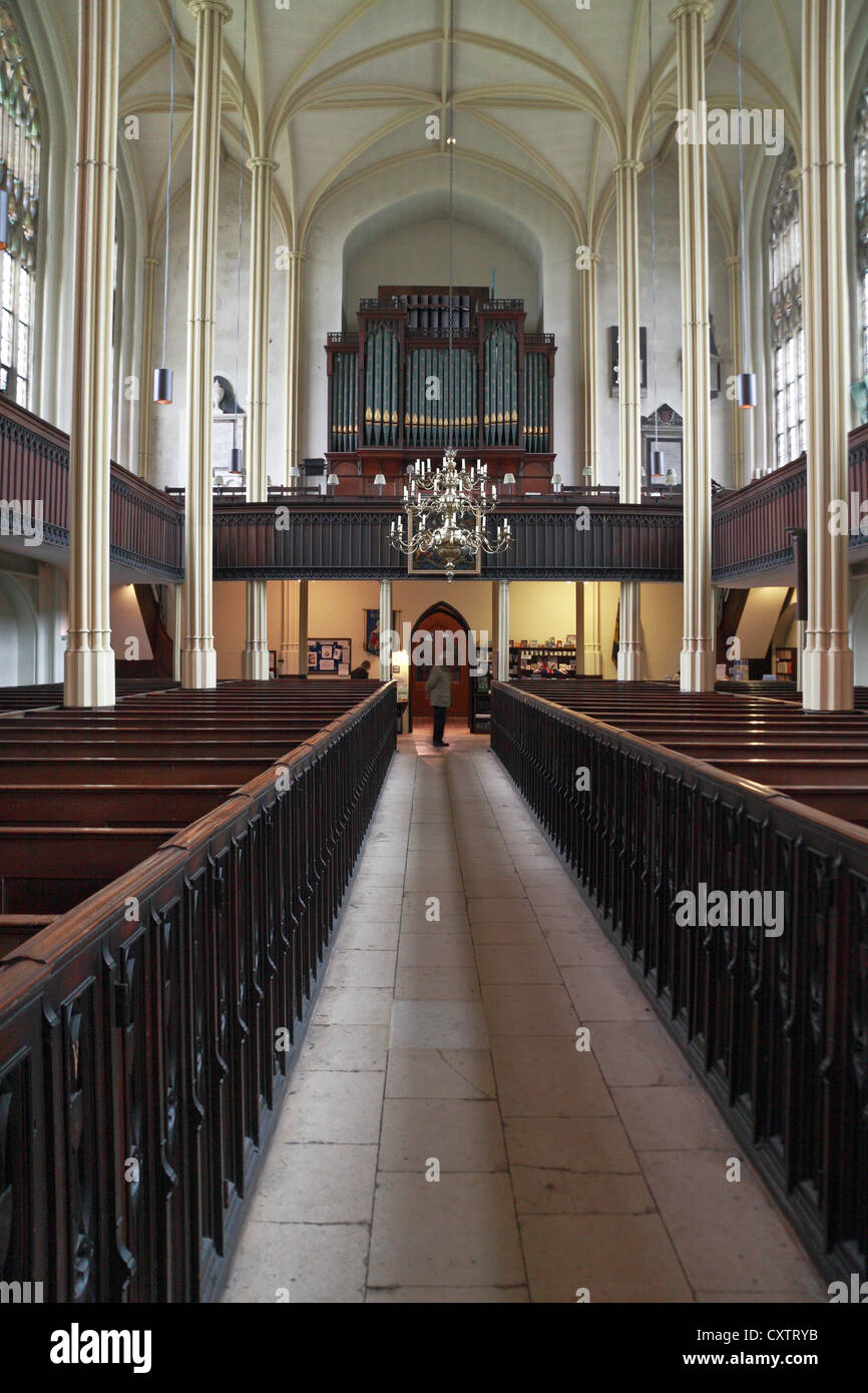 View towards the organ at the rear of St Mary's Parish Church in Tetbury, Gloucestershire, UK. Stock Photo