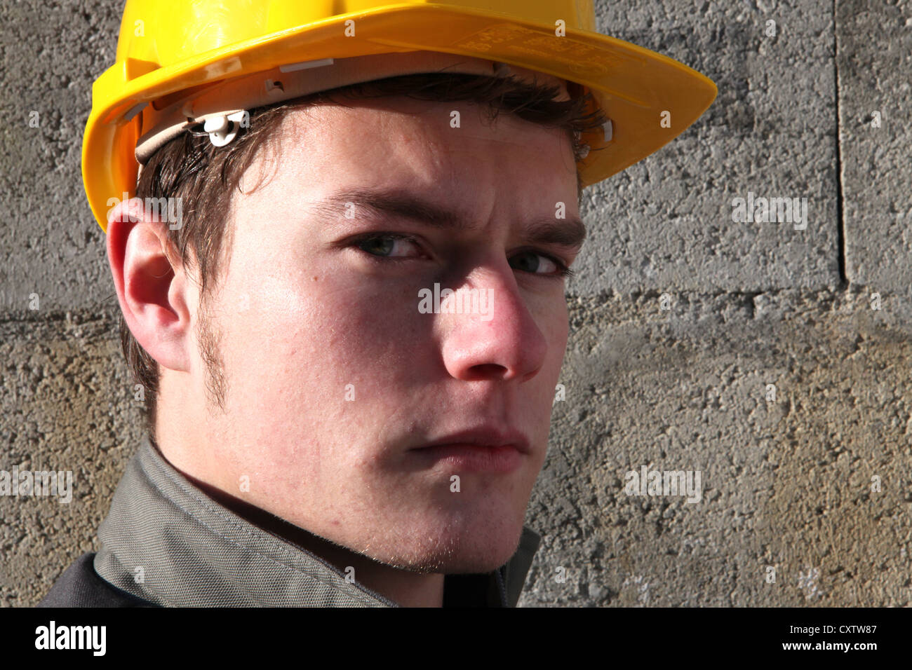 Builder man serious miner hi-res stock photography and images - Alamy