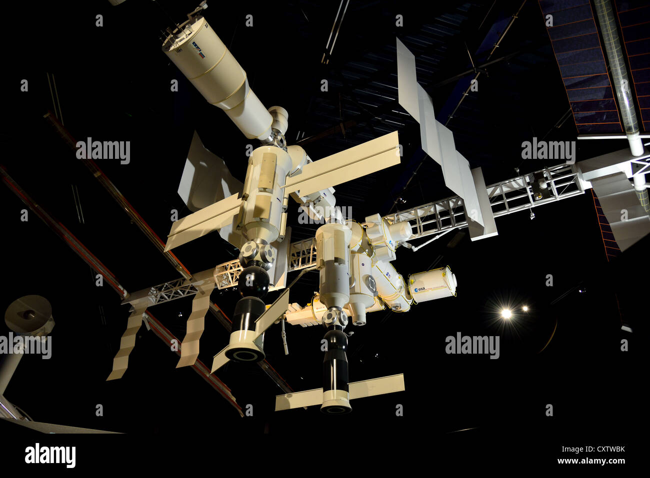 A model of the International Space Station at the Space Expo, Noordwijk, Netherlands. Stock Photo