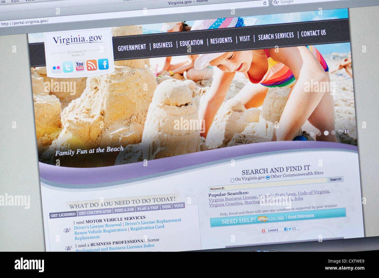State Website Virginia state government website Stock Photo - Alamy