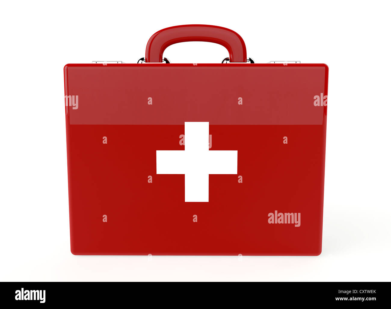 Red first aid kit on white background Stock Photo