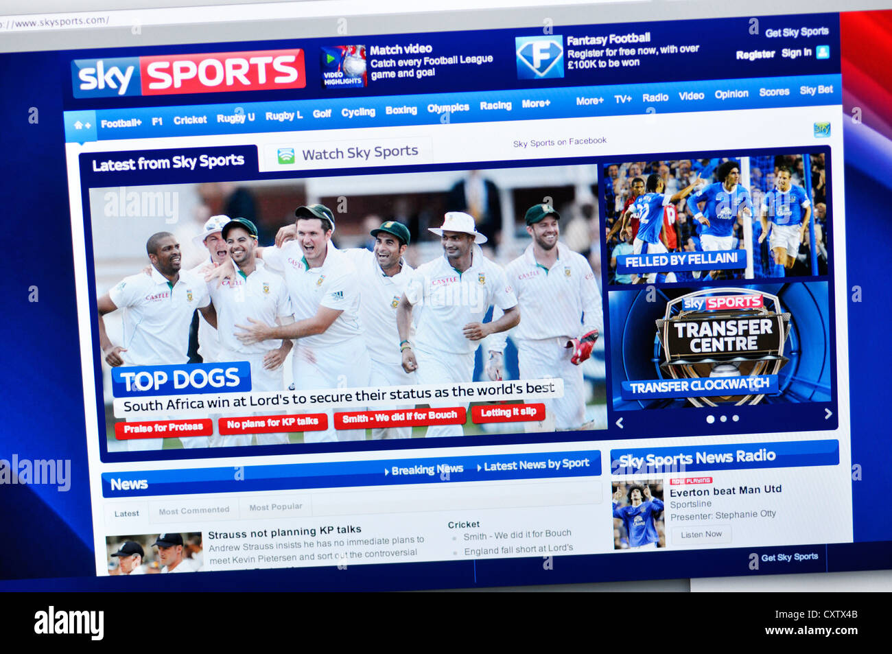 Skysports website - online sports news Stock Photo