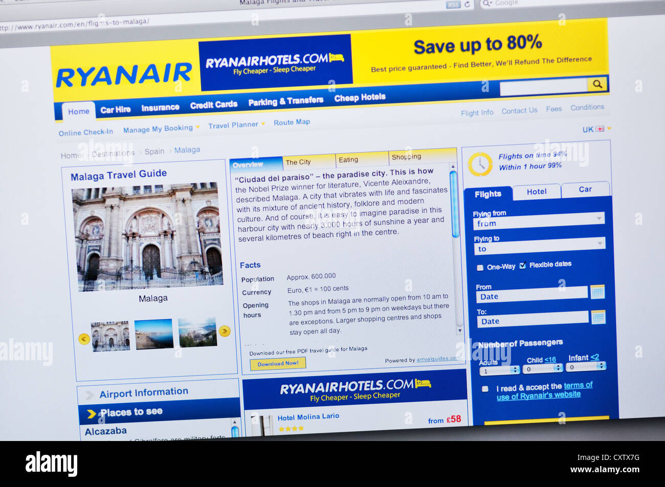 Ryanair website - online flight booking Stock Photo - Alamy