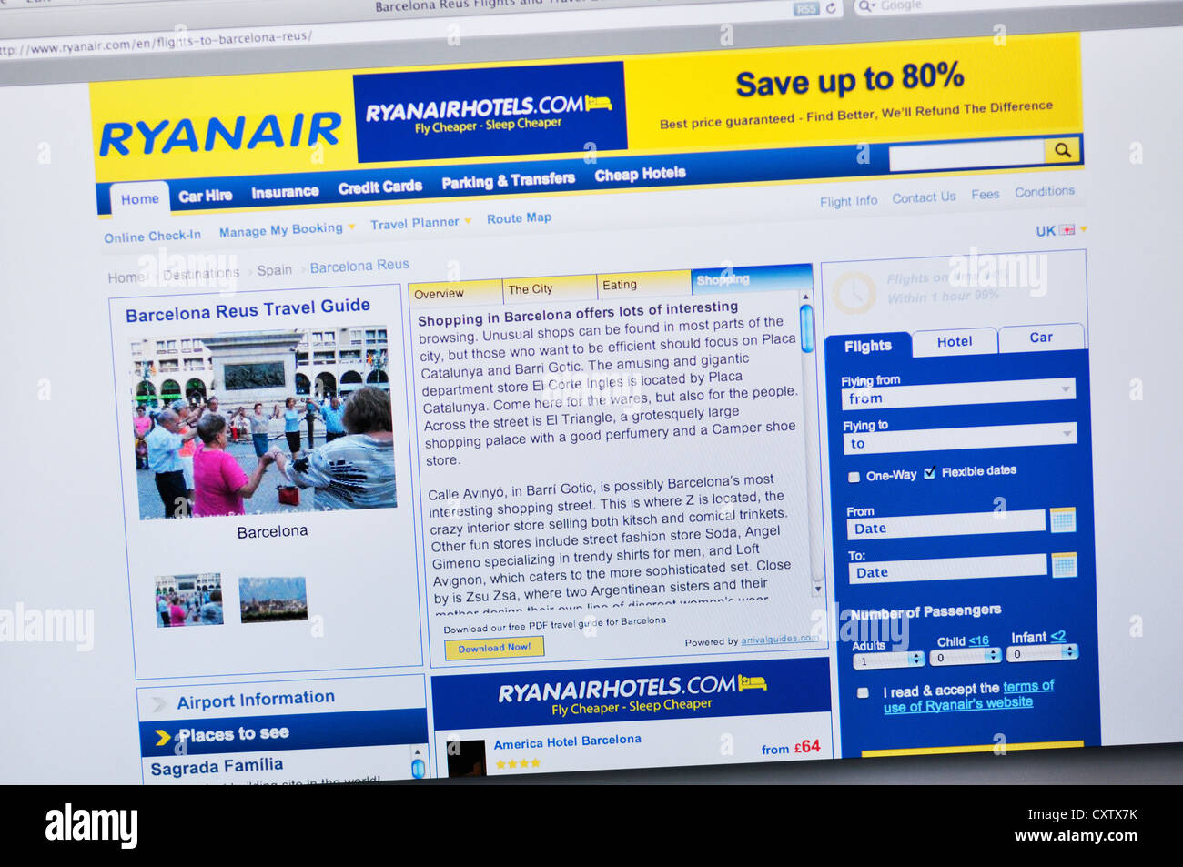 Ryanair website - online flight booking Stock Photo