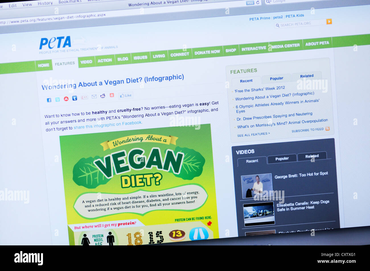 PETA website People for the Ethical Treatment of Animals Stock Photo