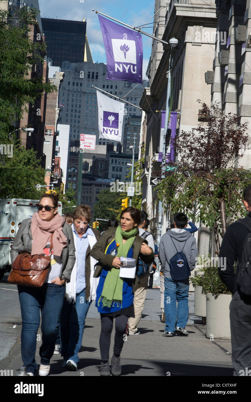 New York City, NY, USA, group of teens walking, Students Walking ...