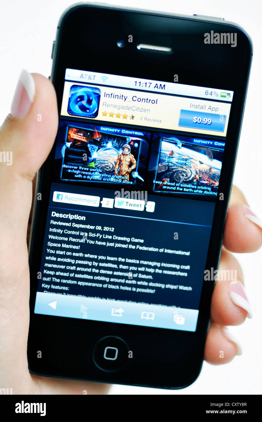 iPhone - Infinity Control app Stock Photo