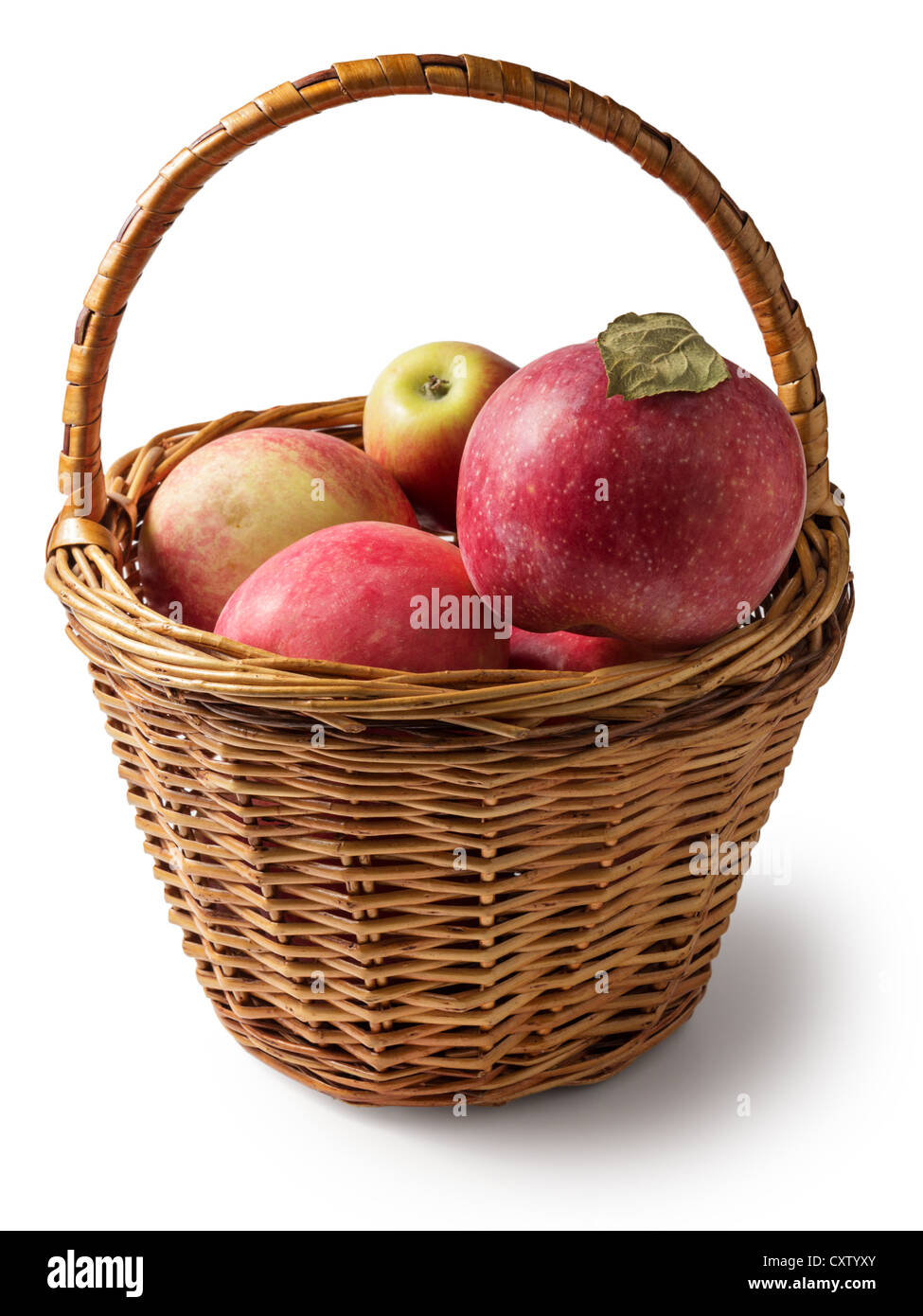 wicker of fresh apples isolated on white background Stock Photo - Alamy