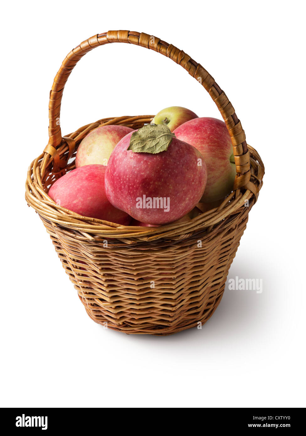 wicker of fresh apples isolated on white background Stock Photo - Alamy