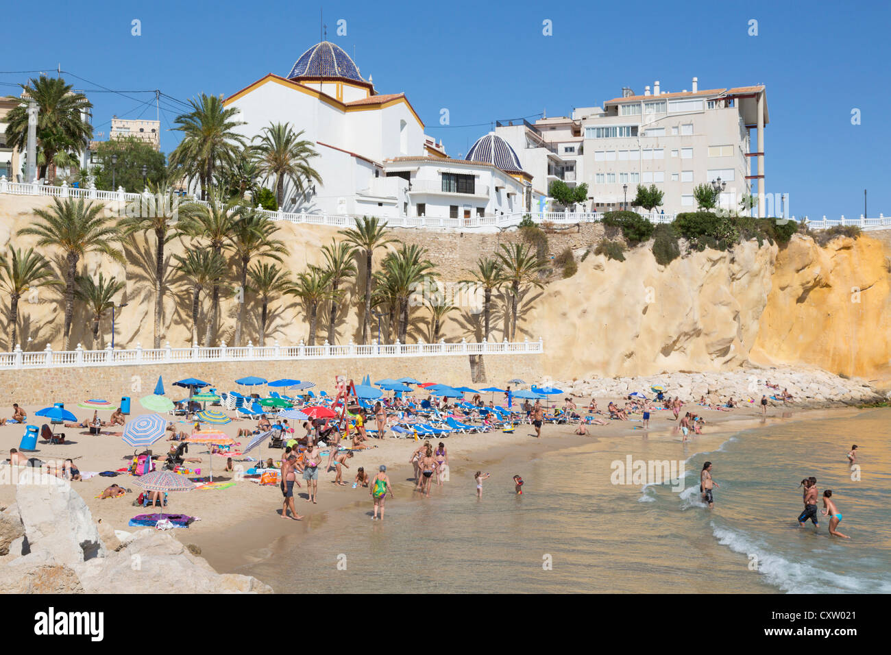 Benidorm, Alicante Province, Costa Blanca, Spain. Mal Pas beach. Stock Photo