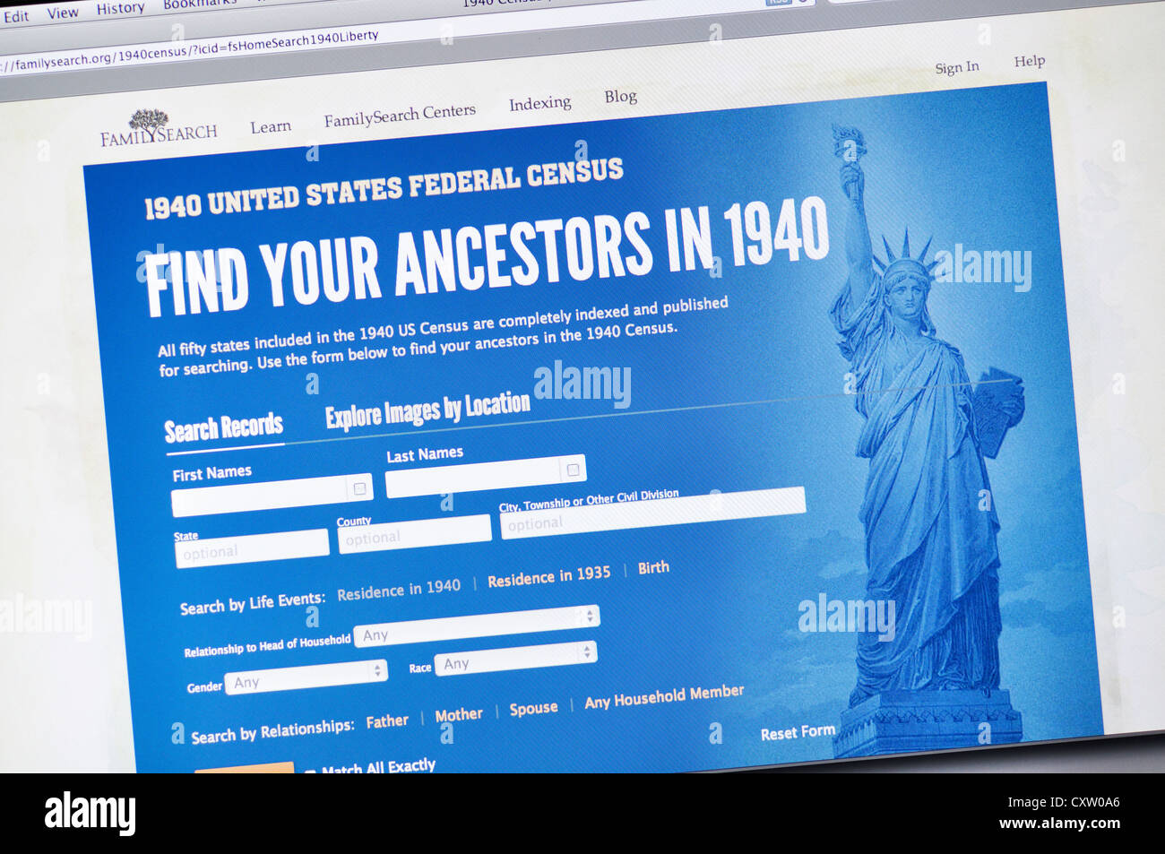 Familysearch website - online ancestors research Stock Photo - Alamy