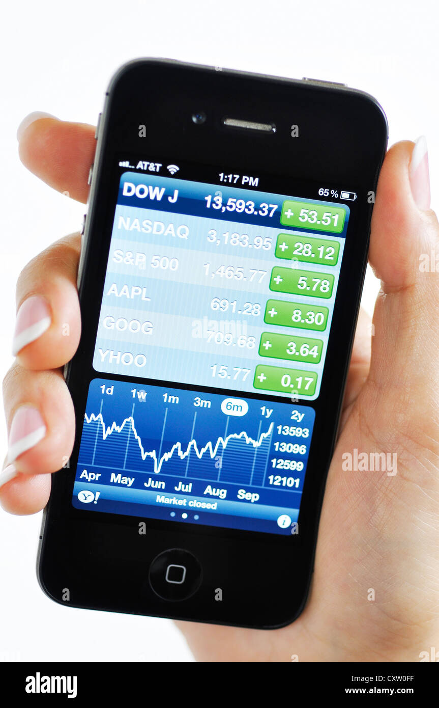 iPhone - Dow Jones Index Stock Photo