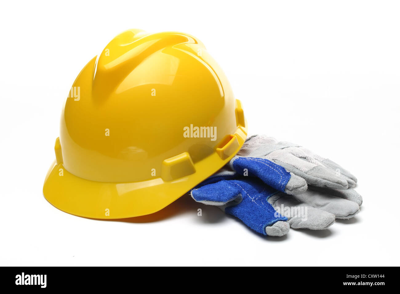 Safety gear kit isolated on white. Stock Photo