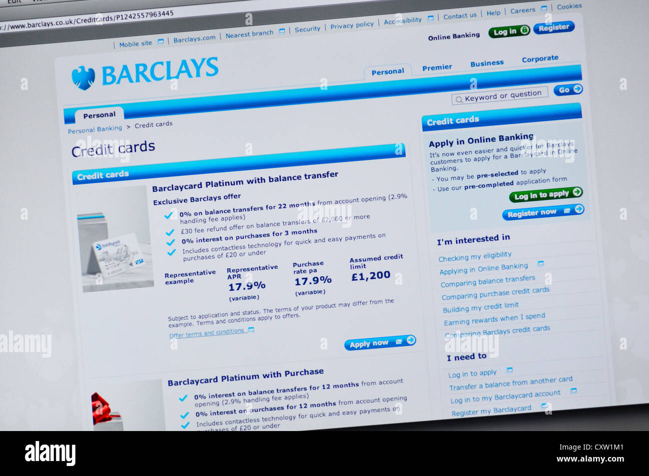 Barclays website online banking Stock Photo Alamy