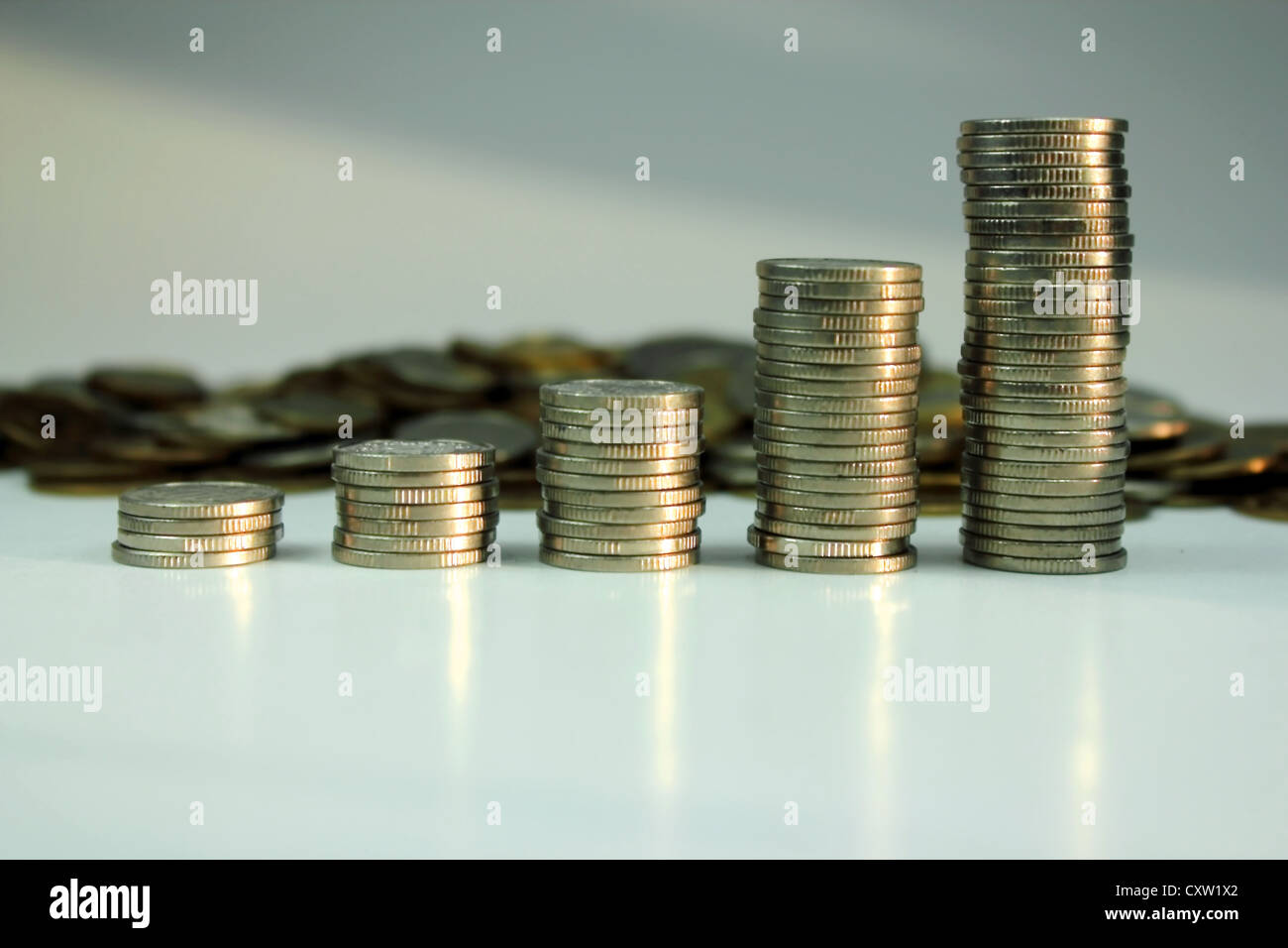 Coins columns Stock Photo