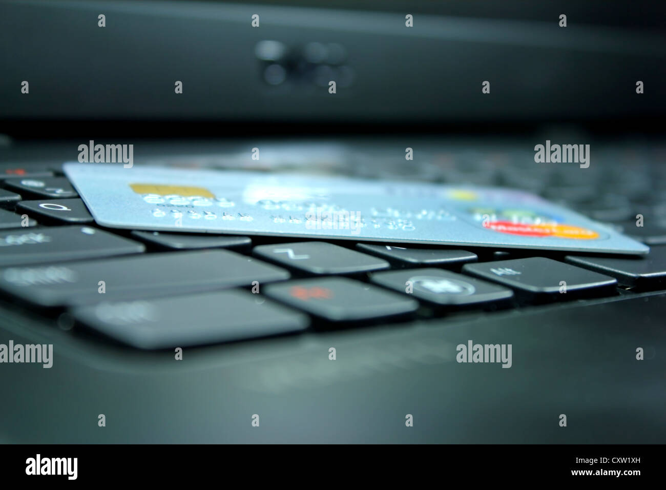 Credit card on the keyboard Stock Photo