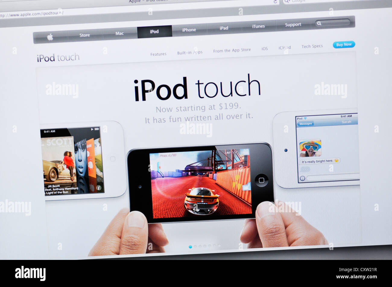 Apple Store website - iPod touch Stock Photo