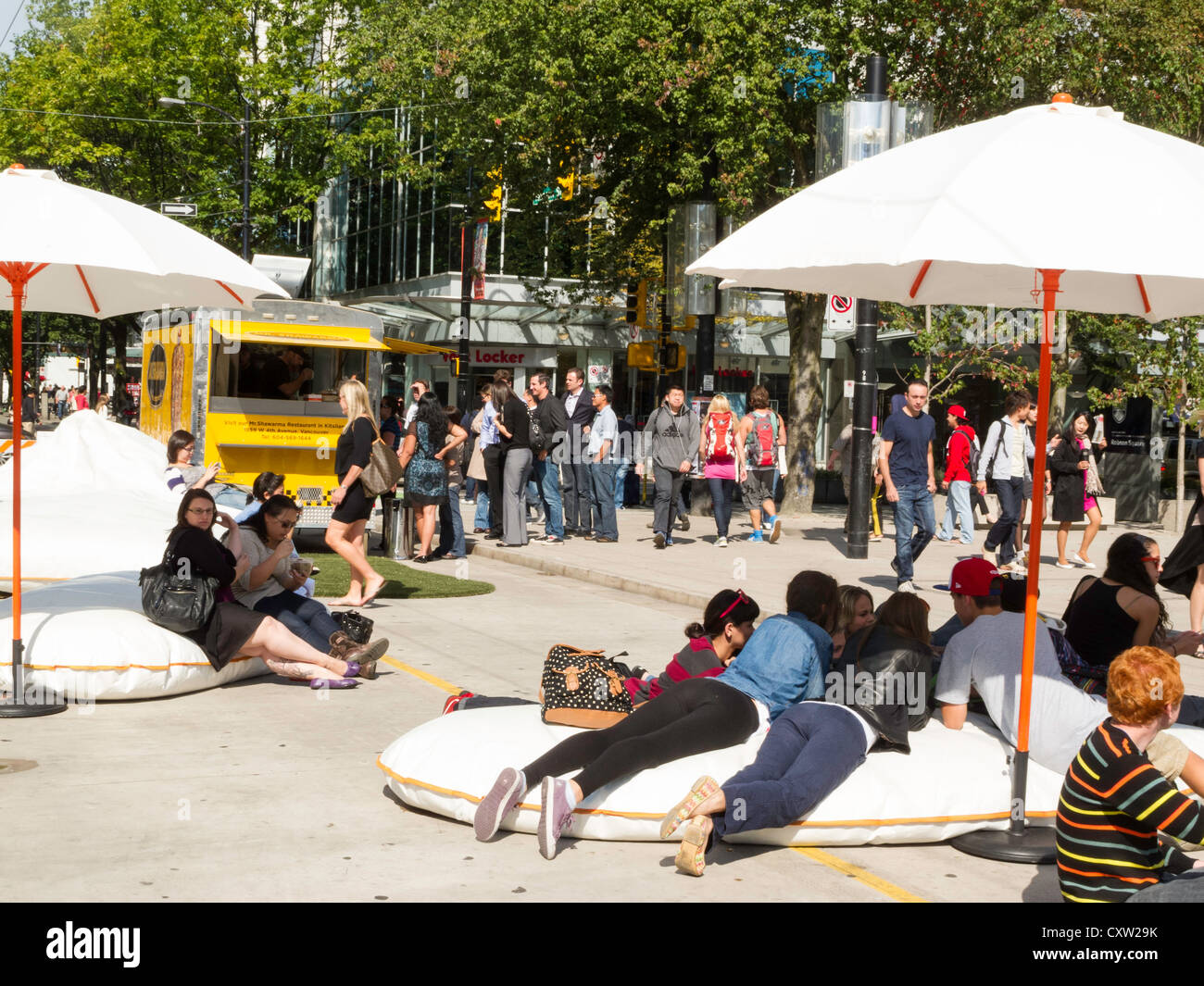 Giant Pillows (aka Pop Rocks) in Robson Square, Vancouver, Canada Stock Photo