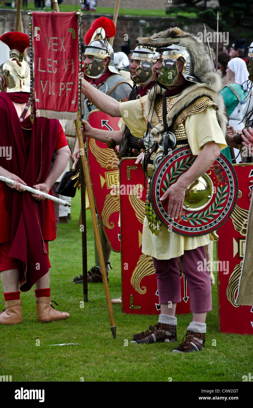 Men dressed as Roman centurions at an historic event at Fort George ...