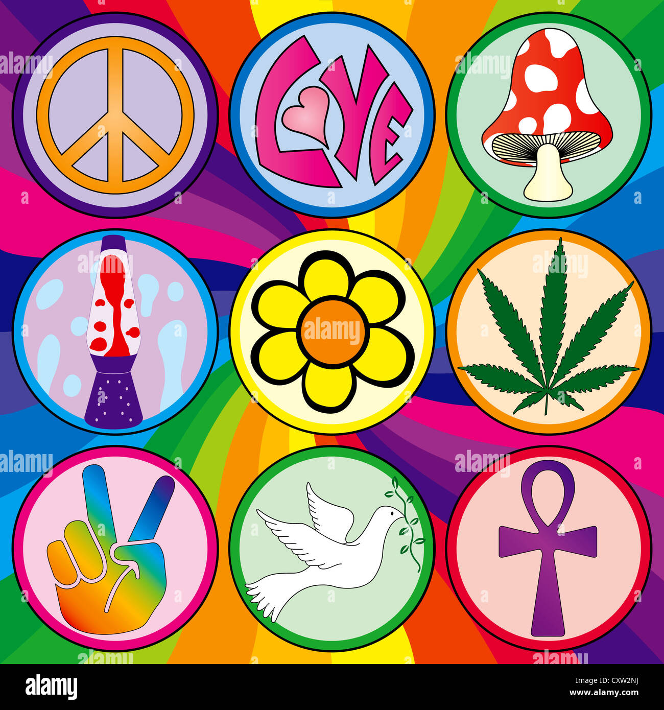 1960s Flower power Hippie , concert hall transparent background