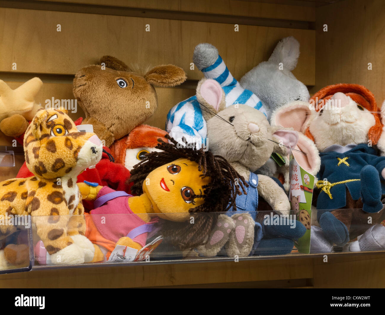 Stuffed Animals and Characters in Retail Shelf Display, USA Stock Photo -  Alamy