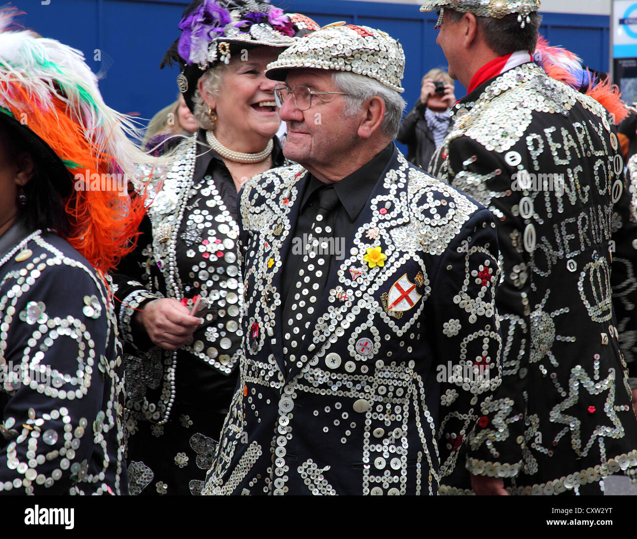 Pearly Kings and Queens at the Guildhall in London Stock Photo